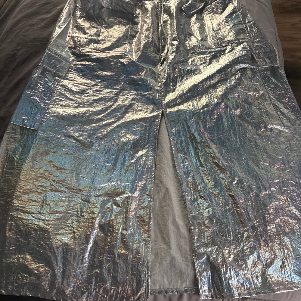 Anthropologie Metallic drawstring skirt
